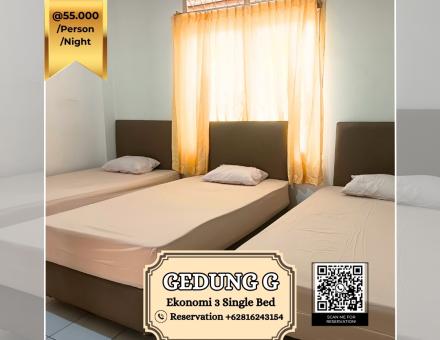 Ekonomi 3 Single Bed- Gedung G (Harga @55.000/Person/Bed/Night)